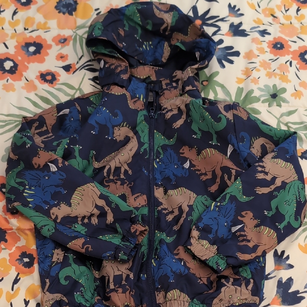 EUC H&M Windbreaker Jacket with Dinosaur Print - 6x-7